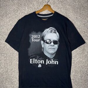 Elton John Tour T Shirt Size Large Black Graphic Tee